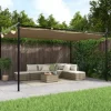 Pergola med infällbart tak taupe 395x292x230 cm