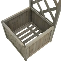 Pergola med odlingslåda grå massivt granträ