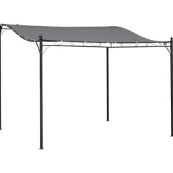 Pergola paviljong 297x297 cm, metall, grå – terrass/balkong
