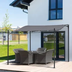 Pergola paviljong 297x297 cm, metall, grå – terrass/balkong