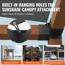 Pergolafäste Kit 152x152mm, 4st 3-vägs Heavy Duty Hörnfästen för DIY, enkel installation för pergola och uteplats.