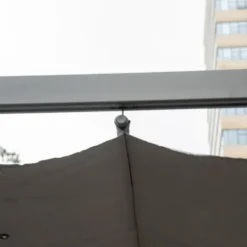 Pergola/paviljong 3×3×2,23 m, skjutbart tak, aluminium, kolgrå/mörkgrå