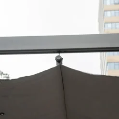 Pergola/paviljong 3×3×2,23 m, skjutbart tak, aluminium, kolgrå/mörkgrå