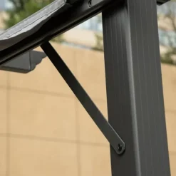 Pergola/paviljong 3×3×2,23 m, skjutbart tak, aluminium, kolgrå/mörkgrå