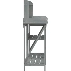 Plantbord med hyllor av massivt granträ - Växtbord för trädgård | Färg: Grå | Storlek: [ange storlek]