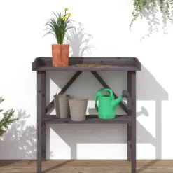 Planteringsbord - VIDAXL - 78x38x82,5 cm - Furu - Grå - Trädgårdsmöbel