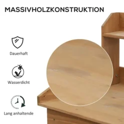 Planteringsbord med balja, trä, 112 cm högt – stabilt & väderbeständigt