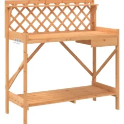 Planteringsbord med spaljé i massivt granträ | Färg: Brun | Storlek: Standard