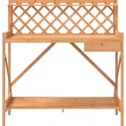 Planteringsbord med spaljé i massivt granträ | Färg: Brun | Storlek: Standard