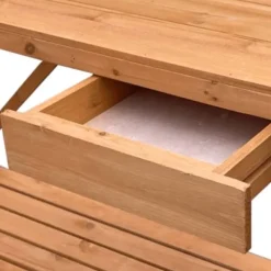 Planteringsbord med spaljé i massivt granträ | Färg: Brun | Storlek: Standard