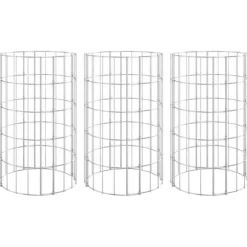Planteringsgabion 3 st upphöjd rund galvaniserat stål Ø30x50 cm - Gabion - Gabioner - Home & Living