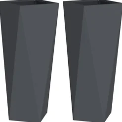 Planteringskärl 2 pcs Antracit 30 x 30 x 75 cm Stål