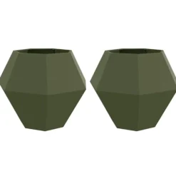 Planteringskärl 2 pcs Olivgrön 100 x 100 x 80 cm Stål