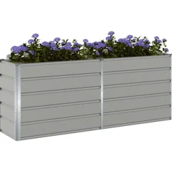 Planteringskärl Ljusgrå 480 x 50 x 45 cm Galvaniserat Stål