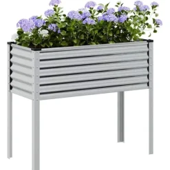 Planteringslåda i galvaniserat stål för trädgård och balkong | Storlek: 100x41x90 cm