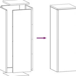 Planteringslåda i galvaniserat stål - 2 st utomhus blomsterställ | Storlek: 24x24x75 cm | Färg: Grå