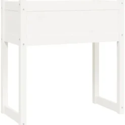 Planteringslåda i massivt furu - Stabil och dekorativ | Färg: Vit | Storlek: 78x40x81 cm