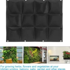 Planteringspåse Trädgård Balkong Vägg Vertikal Blomväxter Hängande Planter Svart Färg 12 Fickor