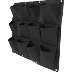 Planteringspåse Trädgård Balkong Vägg Vertikal Blomväxter Hängande Planter Svart Färg 12 Fickor