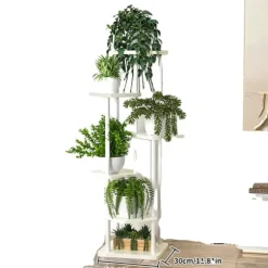 Planteställning, 6 hyllor, metallkonstruktion,LSB-6lager-vit