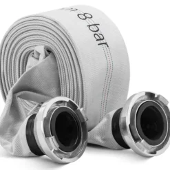 Platt brandmansnätslang för vatten med storz-kontakt 3'' 76 mm 8-24 bar 20 m