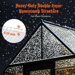 Polykarbonat växthuspaneler 12-pack, 2' x 4' x 0,24'', UV-skyddade för växthus, hållbara takplåtar, högkvalitativa växtskyddslösningar