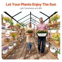Polykarbonatväxthus 8x12 Ft, Utomhus Walk-in Växthus, idealisk för trädgårdsskötsel