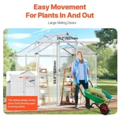 Polykarbonatväxthus 6x4 Ft, Utomhus Walk-in Växthus, För Trädgårdsanvändning