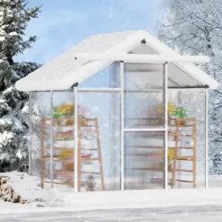 Polykarbonatväxthus 6x4 Ft, Utomhus Walk-in Växthus, För Trädgårdsanvändning