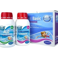 Pool underhållsset - Chockklor 500 g - Långvarigt algmedel 500 ml - Blå