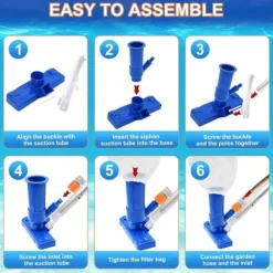 Pooldammsugare med teleskopstång och borsthuvud – Effektiv rengöring av poolbotten