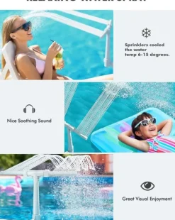 Poolfontän med dubbla munstycken – justerbar vattenfallsspridare för dekoration, kylning och avkoppling