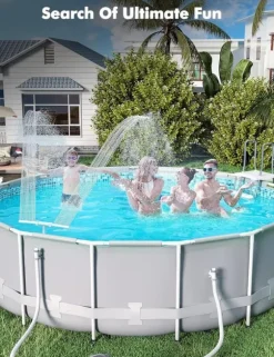 Poolfontän med dubbla munstycken – justerbar vattenfallsspridare för dekoration, kylning och avkoppling