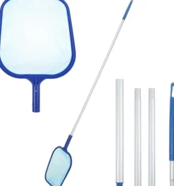 Poolhåv/Poolskummarhåv/Håv med Teleskopisk Stålstång - 160 cm Utdragbar Lövskummar för Pool & Spa