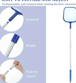Poolhåv/Poolskummarhåv/Håv med Teleskopisk Stålstång - 160 cm Utdragbar Lövskummar för Pool & Spa