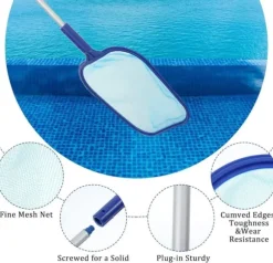 Poolhåv/Poolskummarhåv/Håv med Teleskopisk Stålstång - 160 cm Utdragbar Lövskummar för Pool & Spa