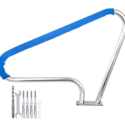 Poolräcke 48x36" i rostfritt stål, 250LBS kapacitet, med blått grepp och självtejpande skruvar. Rostskyddad!