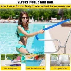 Poolräcke 48x36" i rostfritt stål, 250LBS kapacitet, med blått grepp och självtejpande skruvar. Rostskyddad!