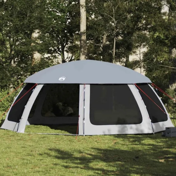 Pooltält med avtagbara gylf- och nätväggar grå 690x690 cm