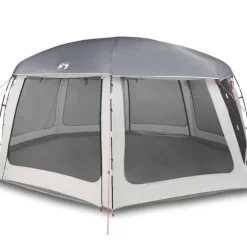 Pooltält med avtagbara gylf- och nätväggar grå 690x690 cm