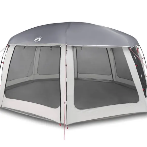 Pooltält med avtagbara gylf- och nätväggar grå 690x690 cm