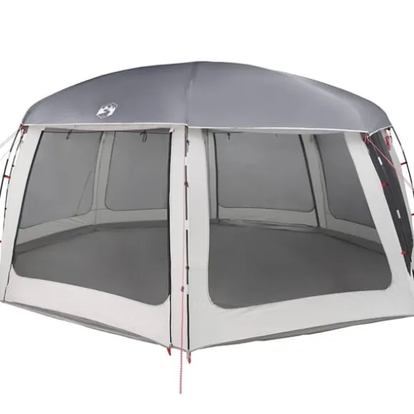 Pooltält med avtagbara gylf- och nätväggar grå 690x690 cm