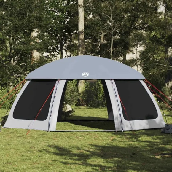 Pooltält med avtagbara gylf- och nätväggar grå 690x690 cm