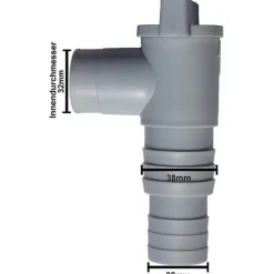 Poolventil med 2 slangklämmor för 32 mm slangar