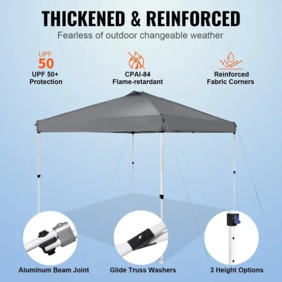 Pop Up Canopy Partytält 10x10 fot med bärväska för camping, mörkgrått och lätt att transportera.