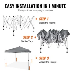 Pop Up Canopy Partytält 10x10 fot med bärväska för camping, mörkgrått och lätt att transportera.