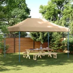 Pop-Up hopfällbart partytält 440x292x315 cm | Färg: Beige | Perfekt för utomhusevent