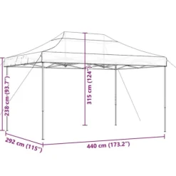 Pop-Up hopfällbart partytält 440x292x315 cm | Färg: Beige | Perfekt för utomhusevent