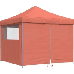 Pop-Up hopfällbart partytält med 4 sidoväggar terrakotta