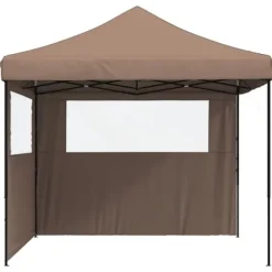 Pop-Up hopfällbart partytält med sidoväggar | Färg: Brun | Storlek: Standard